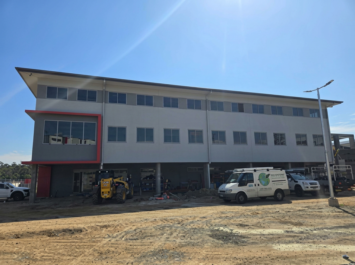 Large commercial render project, three-storey facade